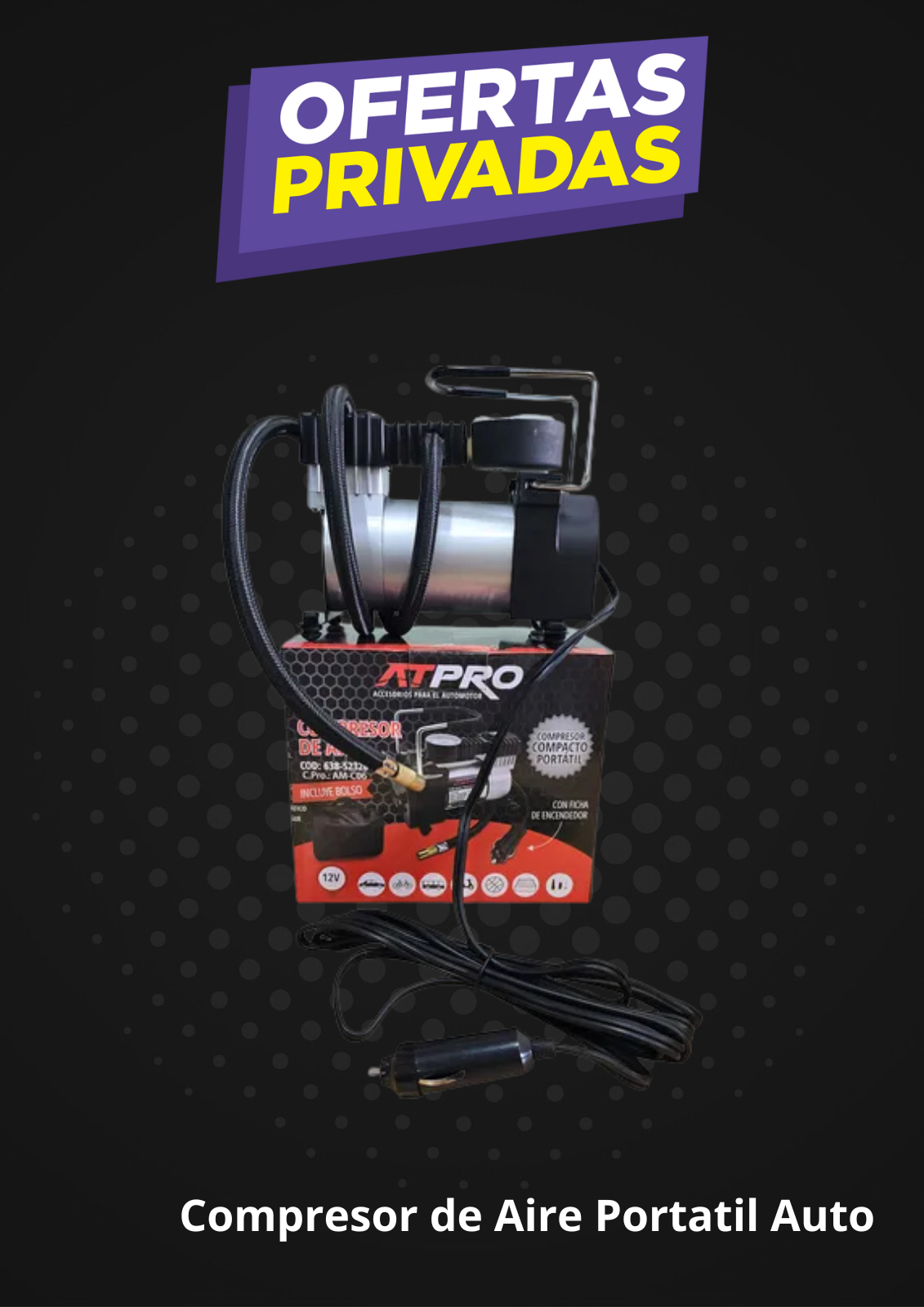 Compresor De Aire Mini Portátil Auto Moto Bici