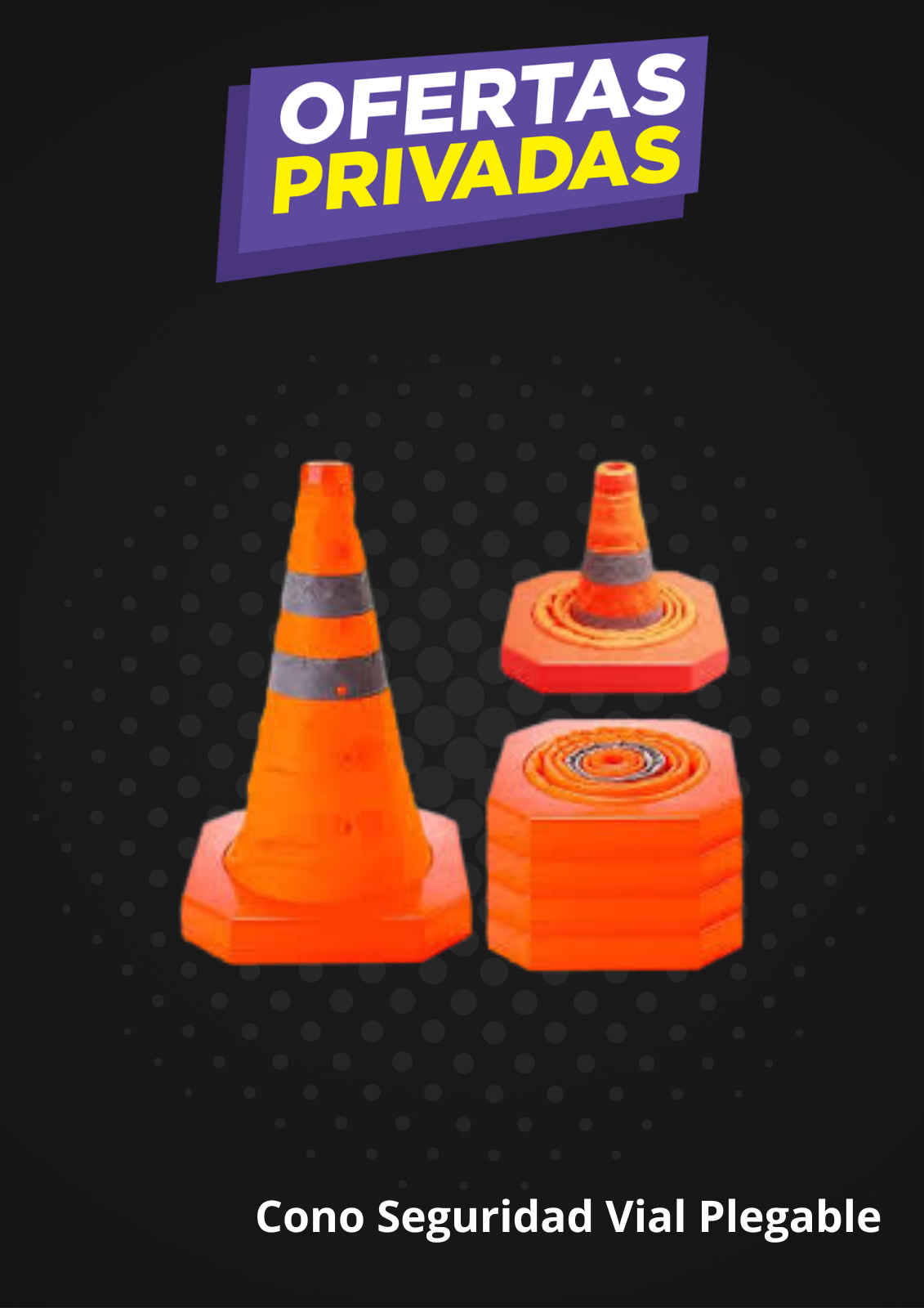 Cono Vial Plegable Naranja 40cm Reflectivo Base Plastica