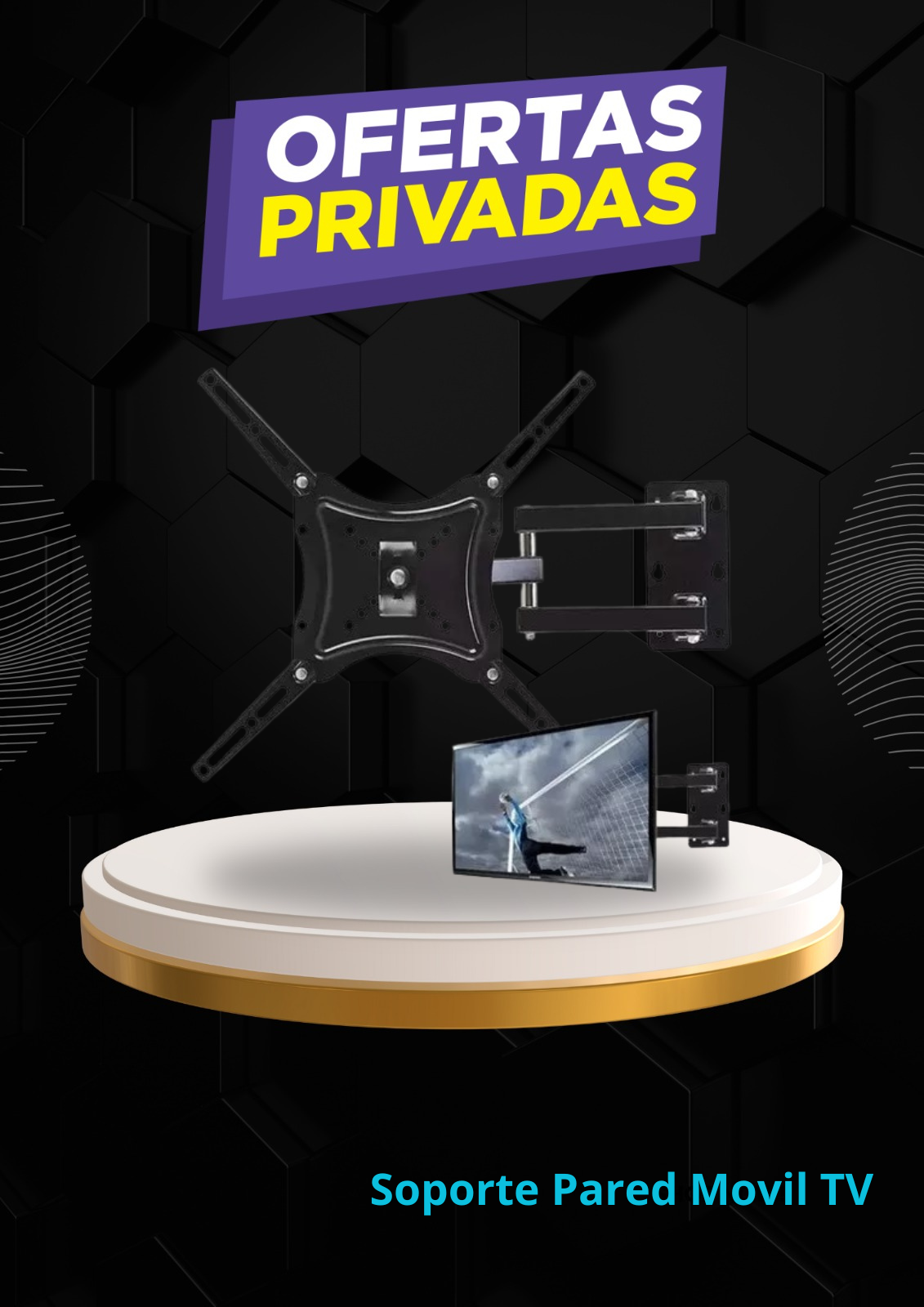 Soporte Tv Monitor Pared Brazo Móvil Brazo 14 A 55 Pulgadas Color Negro