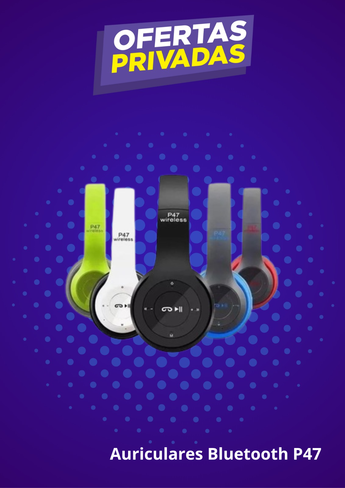 Auriculares Inalambricos Bluetooth Vincha P47 Varios Colores