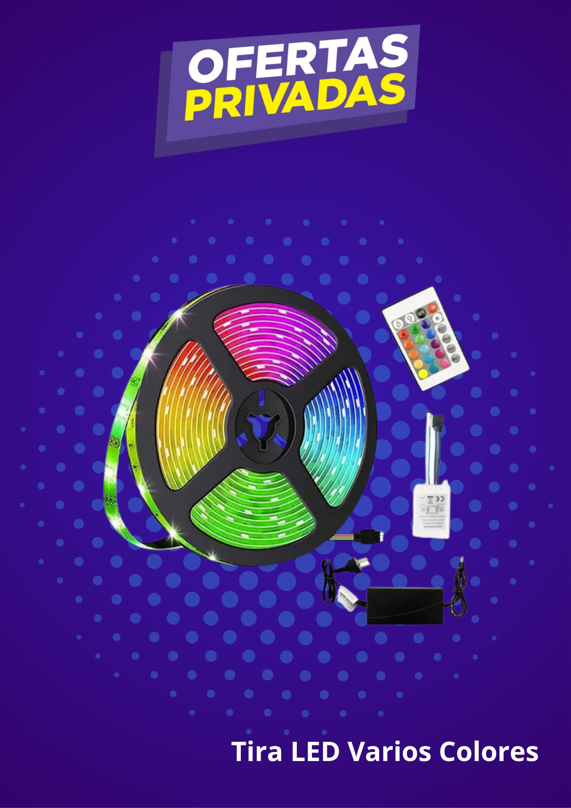 Tira Cinta Luces Led 12v 5050 Rgb 5m Kit Control Fuente Rgb