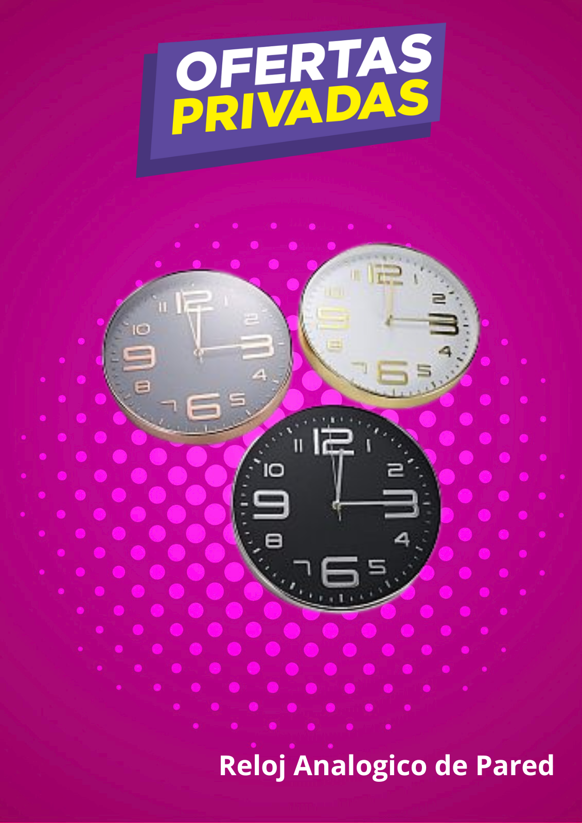 Reloj Analogico Pared 30 Cm Moderno Grande Cocina Plastico