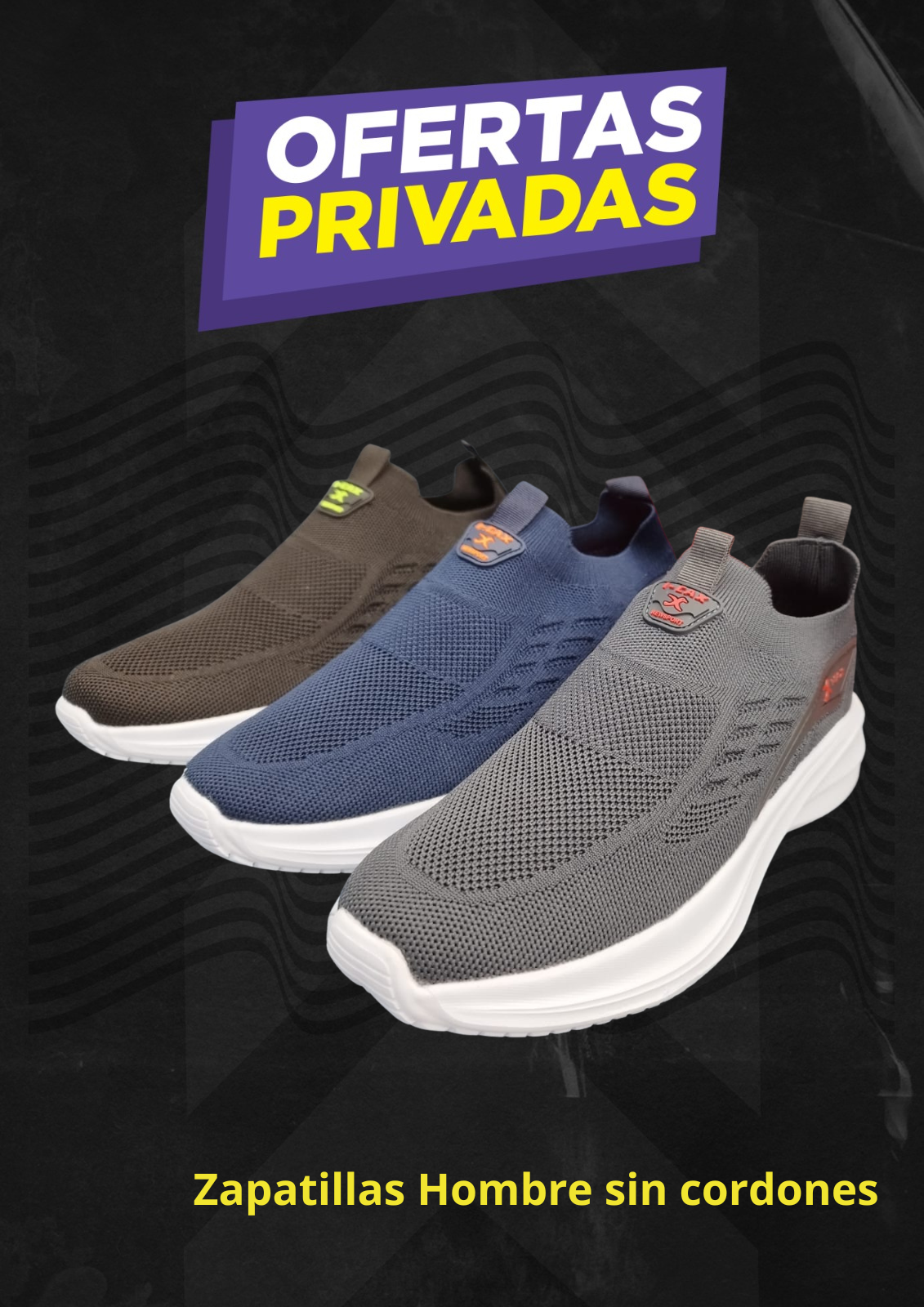 Zapatillas Urbanas de Hombre tipo slip-on de tejido elastico sin cordones